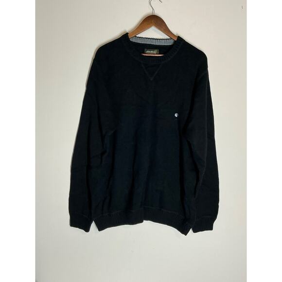 Eddie Bauer Ribbed Crewneck Sweater Sz XXL Mens Navy Basic Casual black - Picture 1 of 6